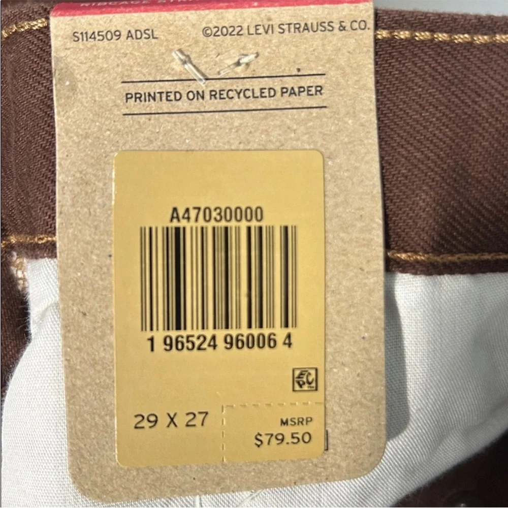 Levi’s 29x27 Jeans Ribcage Straight Ankle Brown Exposed Snap Fly 100% cotton NWT - Picture 14 of 14